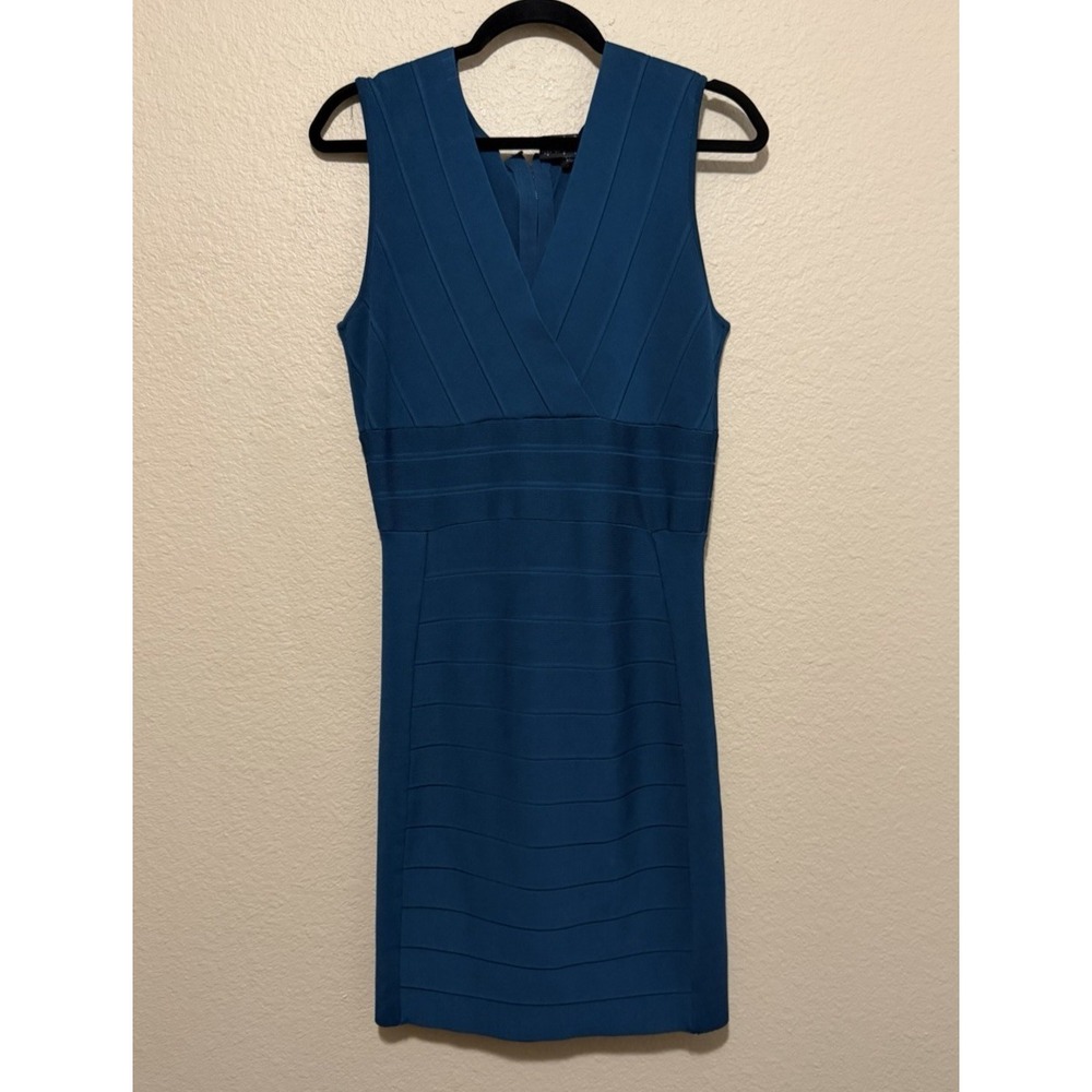 INC International Concepts Teal Blue Sleeveless V-Neck Sheath Dress